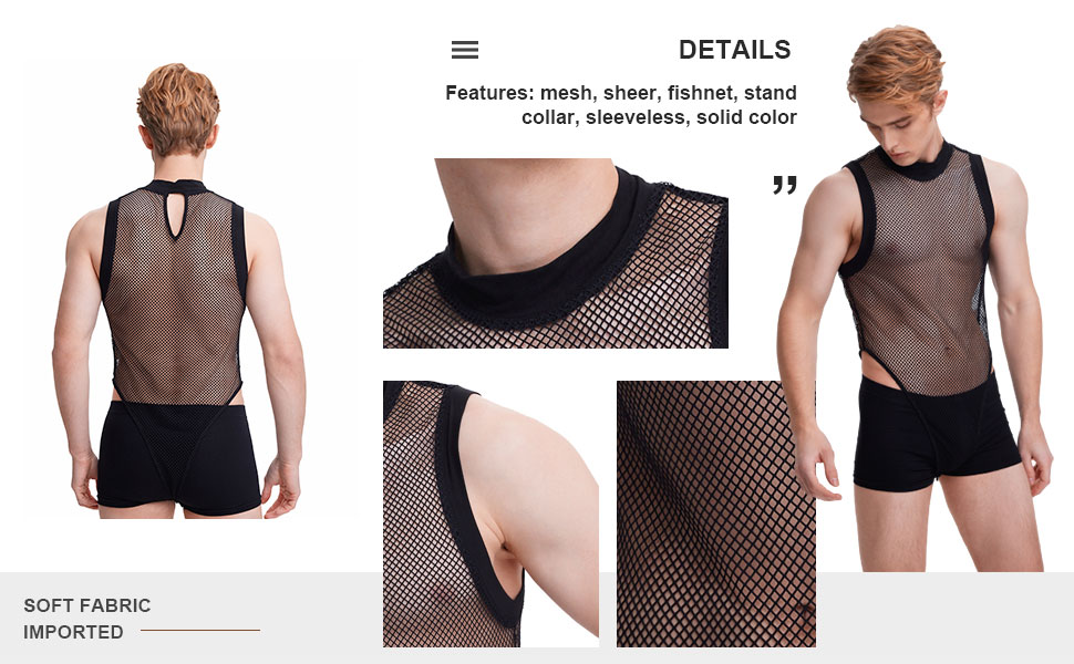 WDIRARA Fishnet Mesh Mock Neck Tank Tops Bodysuit Sexy See Through