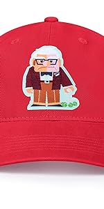 Disney Adult Baseball Cap, UP, Carl Fredricksen Adjustable Dad Hat, Red