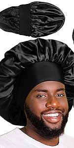 2pcs Bonnets for Men, Double Layer Hair Bonnet Satin Bonnet for Women Curly Hair Braids