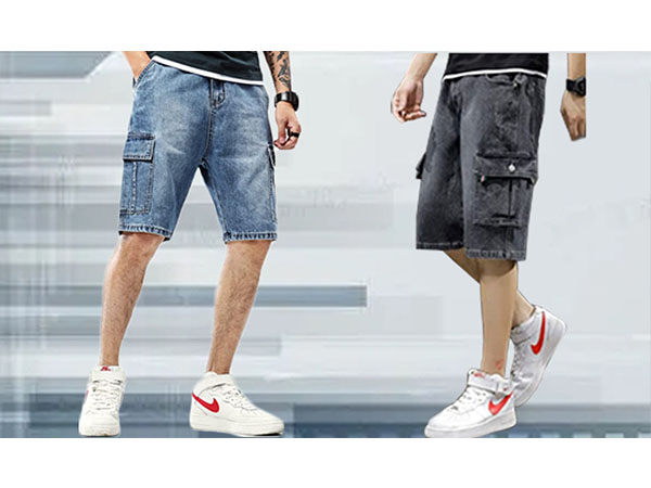 mens denim cargo shorts