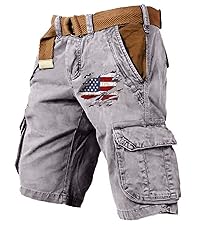 Cargo Shorts for Men 4th of July Outdoor Tactical Shorts Patritotic Printed Washed Military Shorts