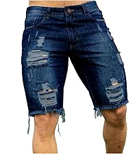 Men''s Ripped Jeans Trunks Stretchy Washed Jeans Trunks Cut-Off Classic Fit Casual Jeans Shorts