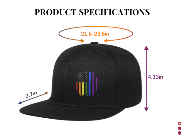 Gay Pride Stuff LGBTQ Accessories Pride Gifts Rainbow Hat LGBT Snapback Hats for Men Flat Bill 