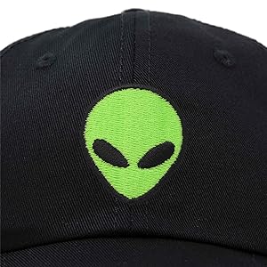 black neon green alien up close quality stitching