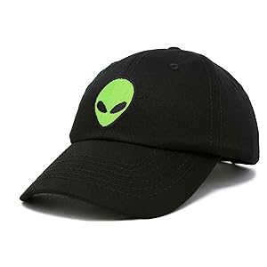 black neon green alien dad cap 100% cotton