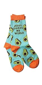 Kerusso Bless My Sole Socks "Jesus Guacs my World"