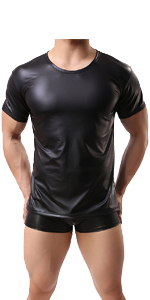 mens patent leather shirt