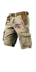 Men''s Independence Day Shorts Pariotic Cargo Shorts Zipper Short Pant Casual Shorts with MultiPocket