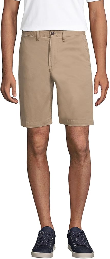 Lands' End Mens 9 Inch Comfort Waist Stretch Knockabout Chino Shorts Khaki Regular 34