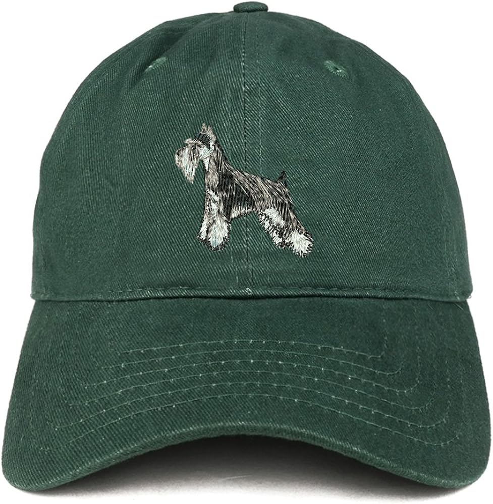 Trendy Apparel Shop Miniature Schnauzer Dog Embroidered Soft Cotton Dad Hat