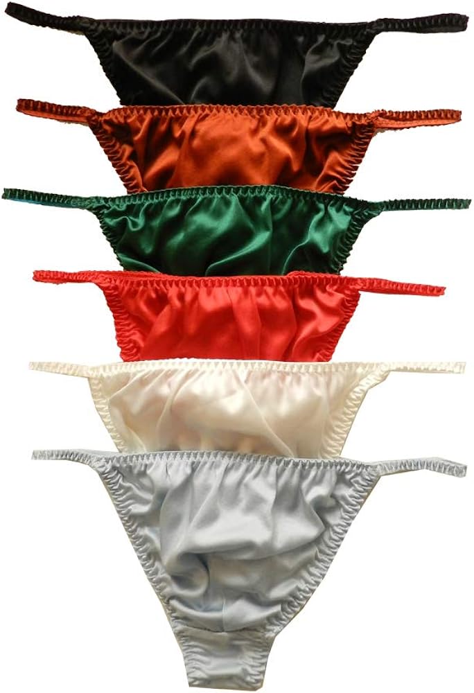 6pcs Men's Silk Panties G-Strings Thongs Size S M L XL 2XL