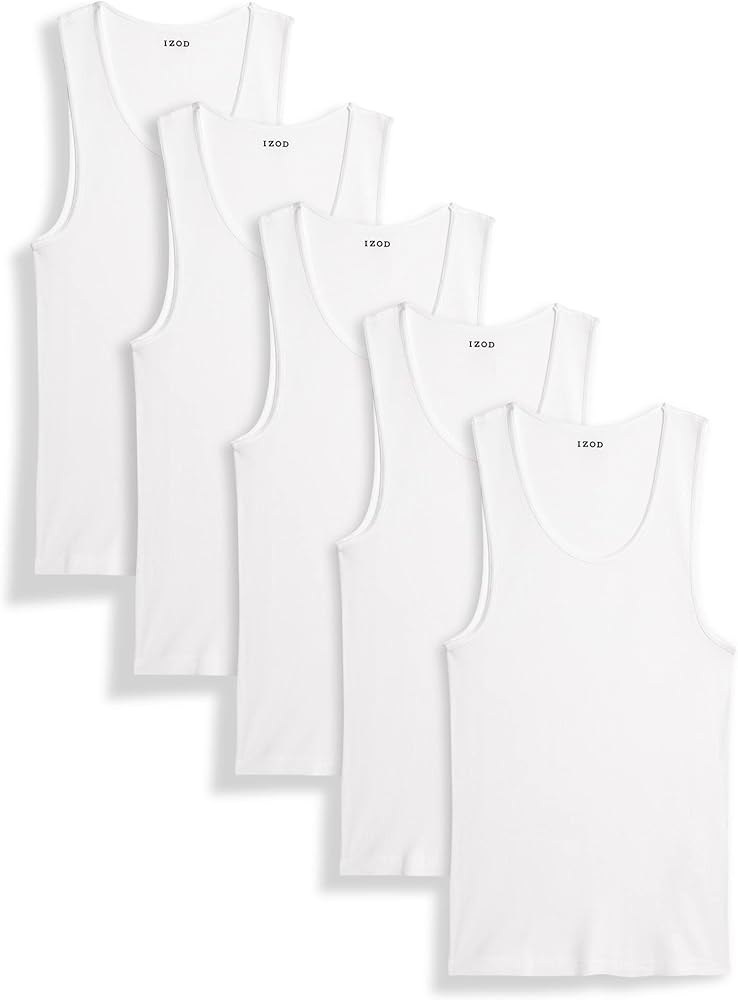 IZOD Men’s Undershirts – Soft Breathable A-Shirt Tank Top (5 Pack)