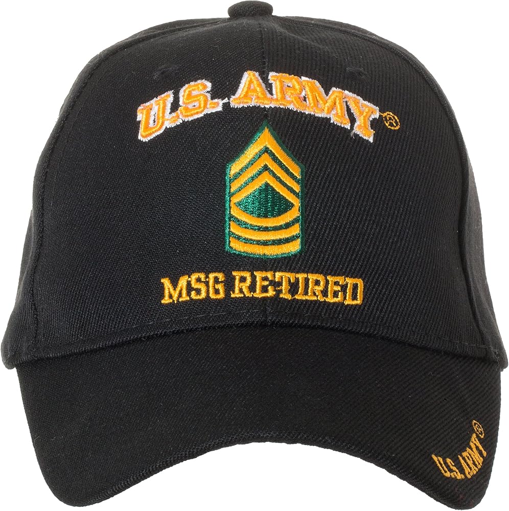 Officially Licensed US Army Retired Baseball Cap - Multiple Ranks Available!