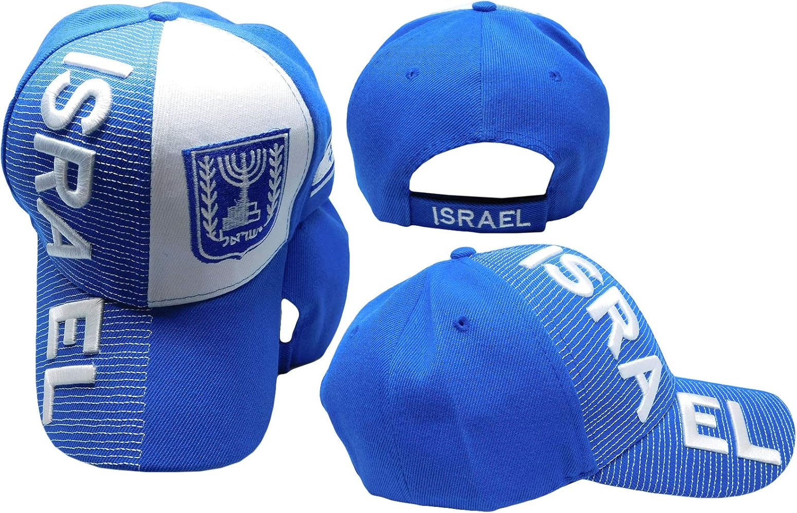 Israel Royal Blue White Crest Patch On Right Side Acrylic Embroidered Hat Cap