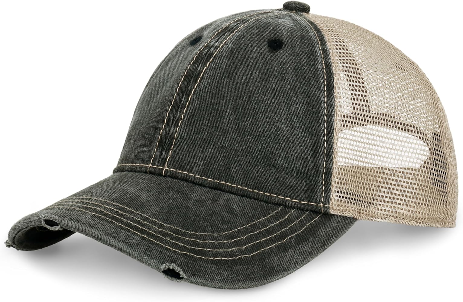 CHOK.LIDS Everyday Premium Washed Trucker Hat Unstructured Distressed Pigment Dyed Cap Adjustable Outdoor Headwear