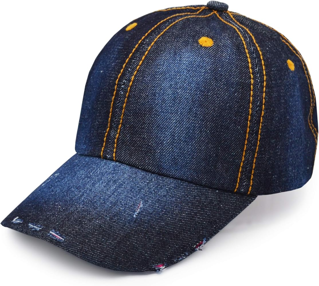 Denim Baseball Cap, Unisex Sport Hat Casual Women Men Sun Hat Outdoor Cowboy Cap Dilapidated Design