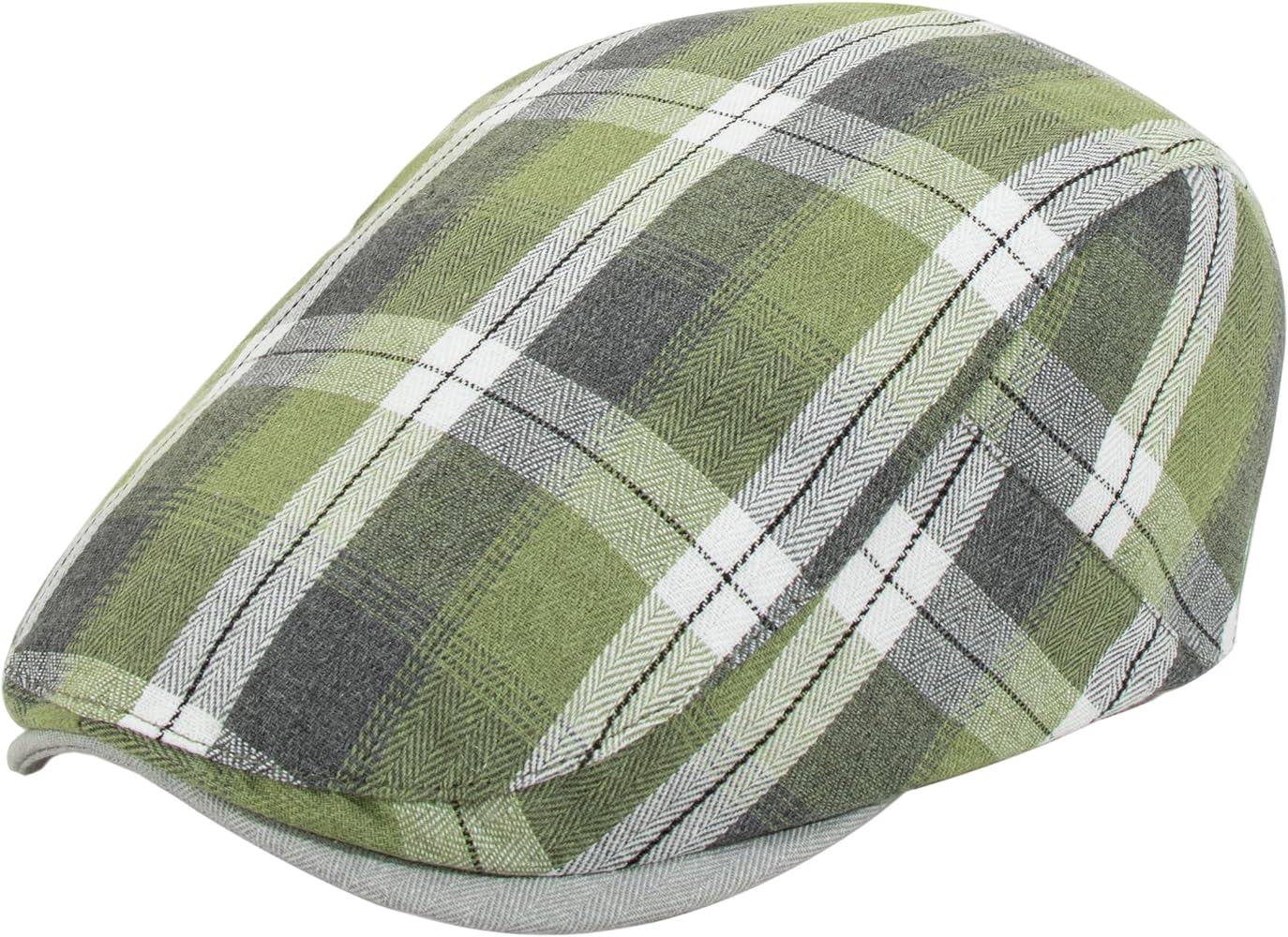 Men's Newsboy Hat Flat Ivy Gatsby Cap Adjustable Colorful Plaid Driving Cap