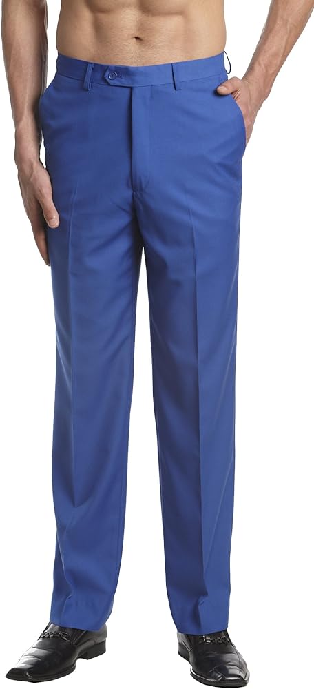 Mens Dress Pant Trousers Flat Front Solid Mix Multi Color Design