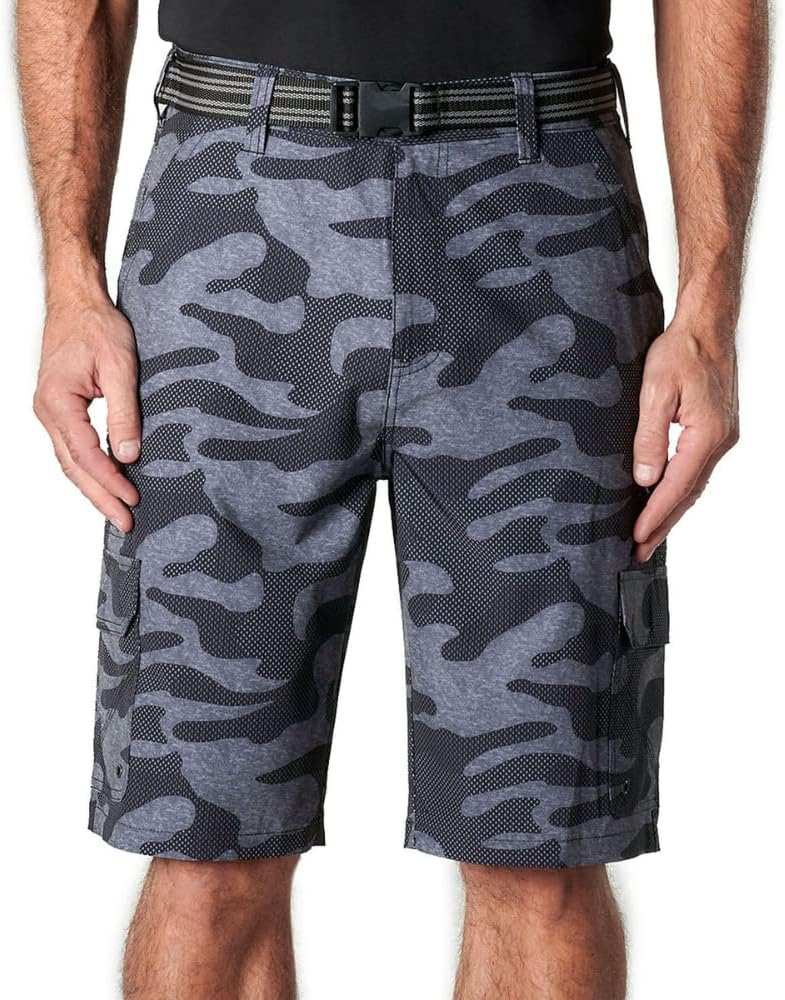 Iron Clothing Belted Stretch Microfiber Cargo Shorts