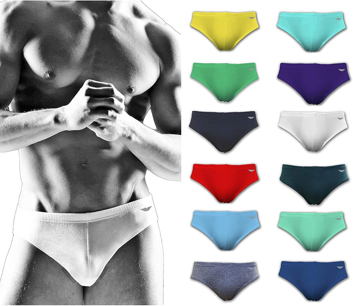 AMERICAN ACTIVE 24/7 Basics Men's 12 Pack Sport Bikini Briefs (Small (28-30), 12 Pack - Assorted Solid Colors)