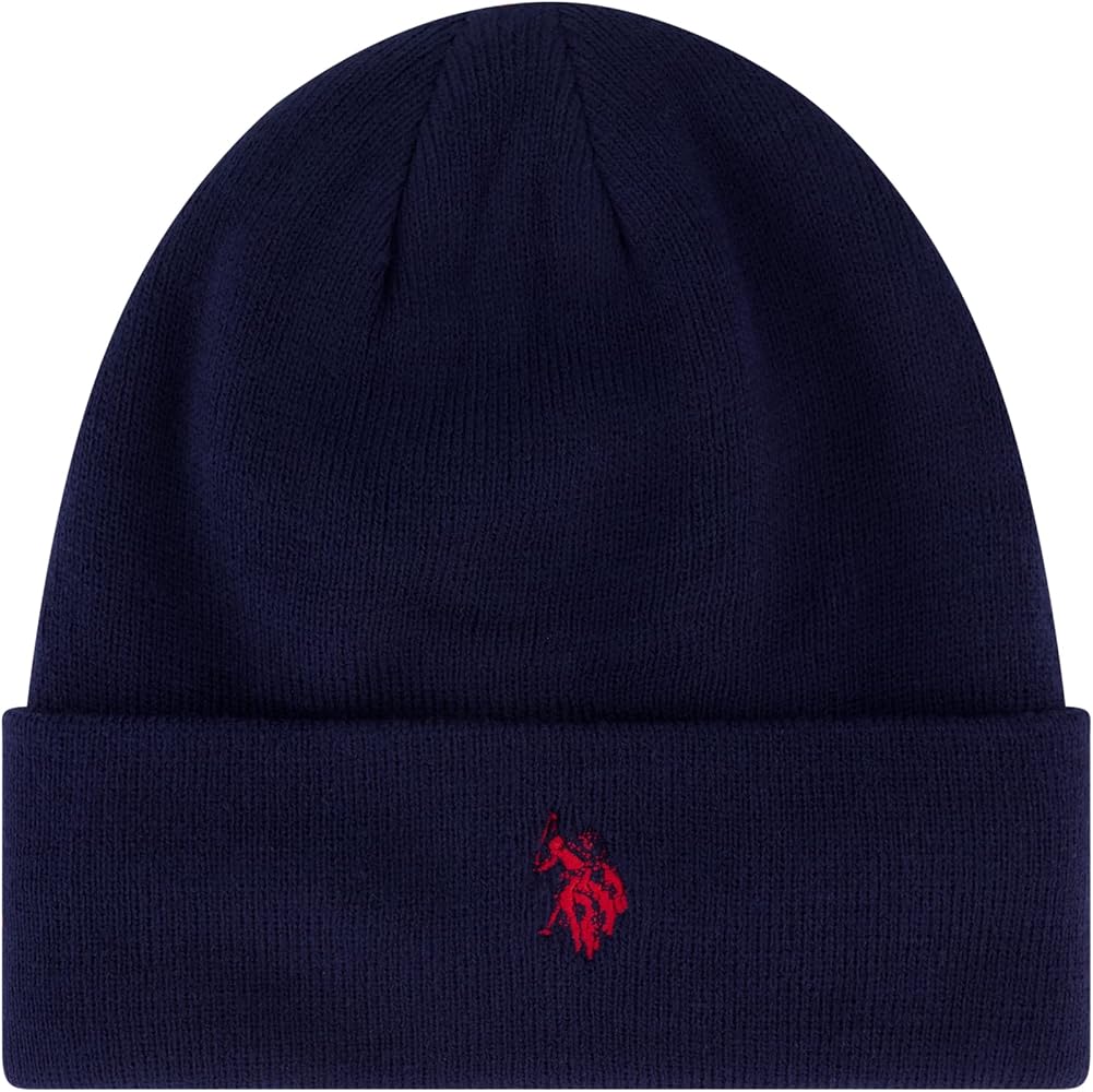 U.S. Polo Assn. Unisex-Adult Beanie Hat, Knit Winter Cap with Black Sherpa LiningBeanie Hat