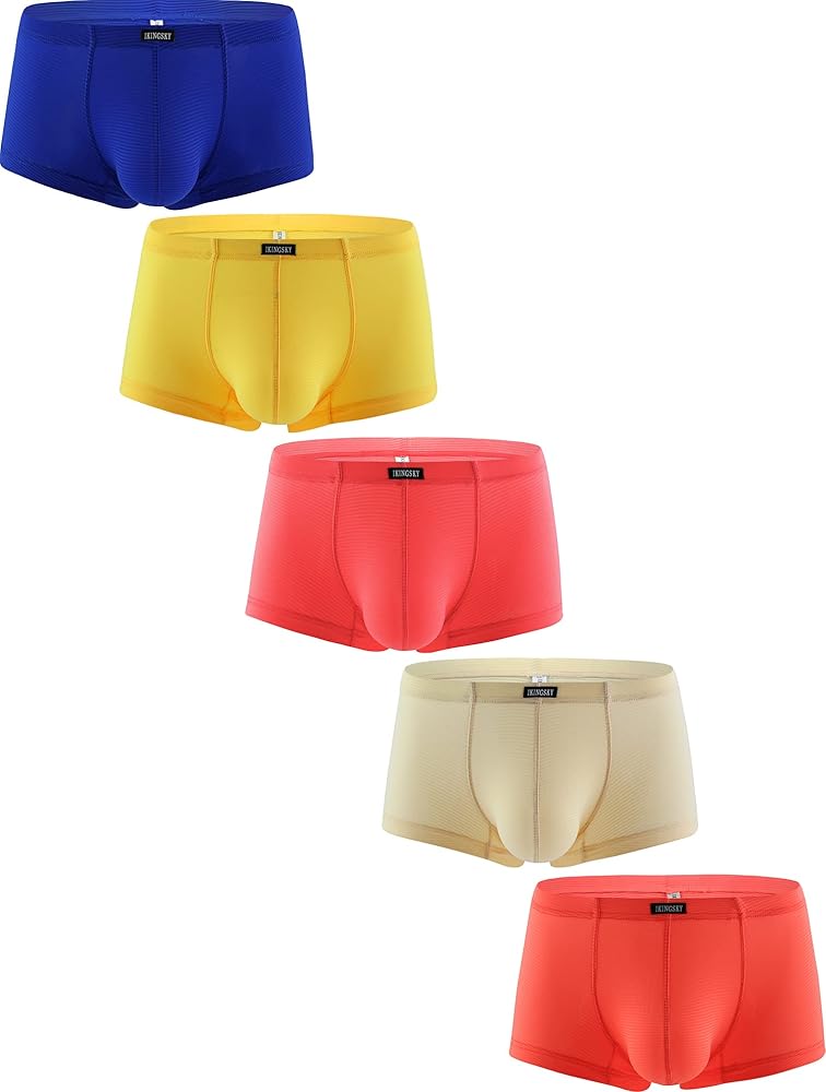 IKINGSKY Men's Stretch Bulge Boxer Briefs Sexy Low Rise Pouch Shorts Soft Underpanties for Men