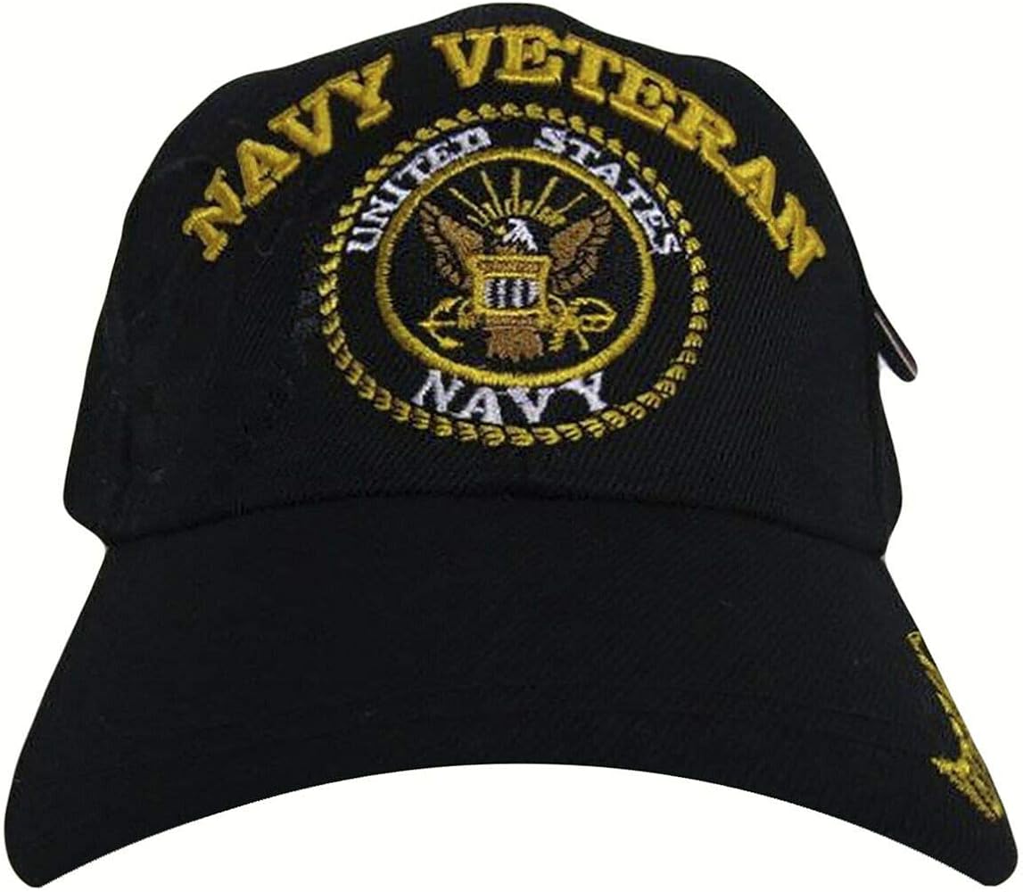 Black US Navy Veteran Shadow Embroidered Ball Cap Baseball Cap Hat U.S. Navy