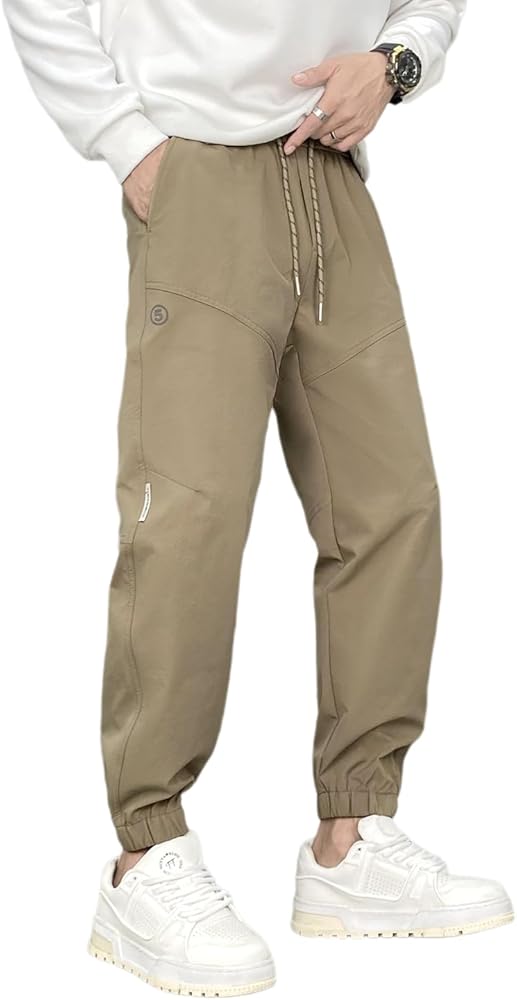 Autumn Men's Casual Pants, Drawstring Waist Elastic Pants, Hiking Pants