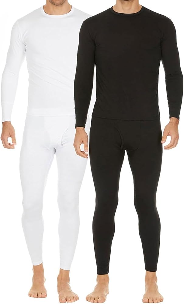 Thermajohn 2 Pack Thermal Underwear for Men Size XL White & Black