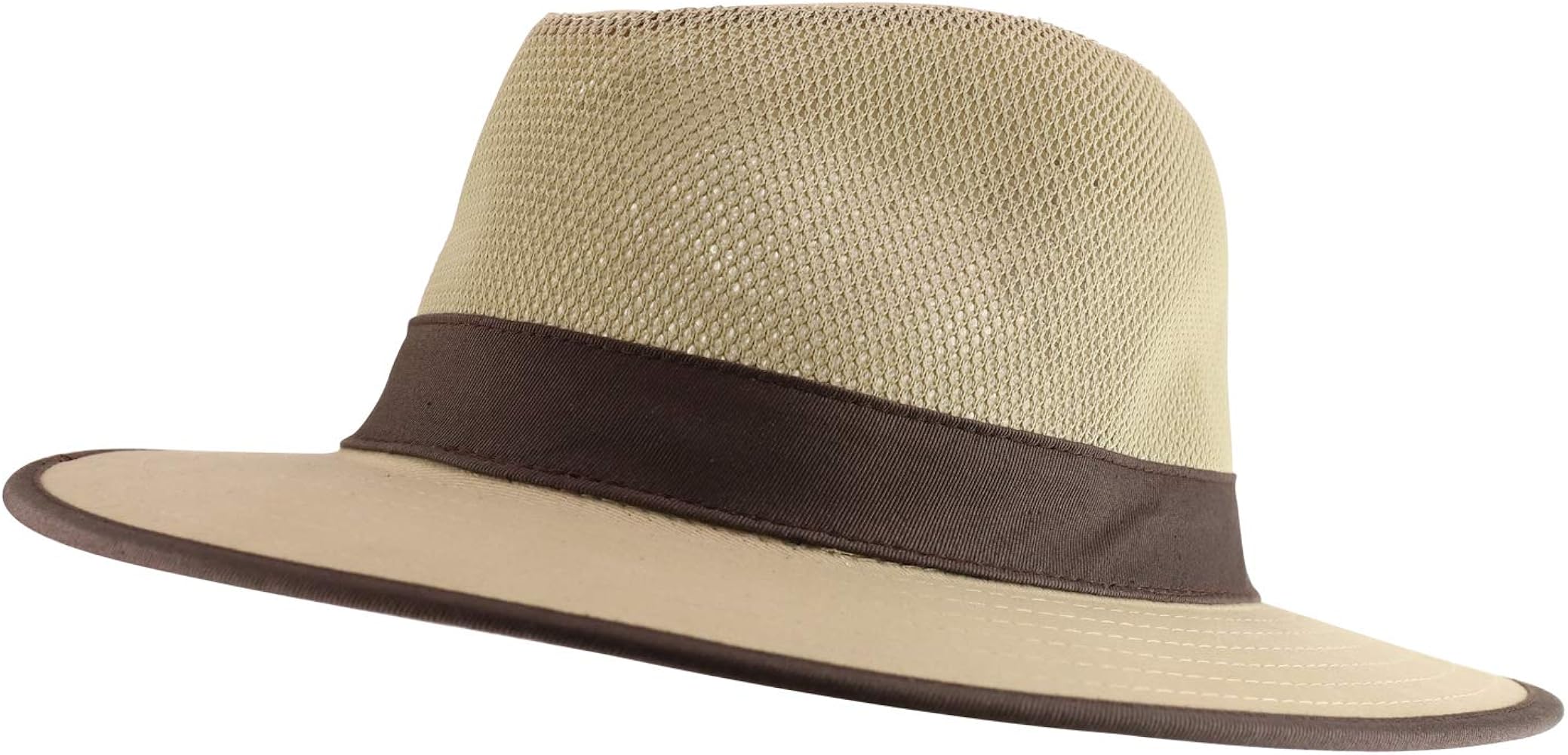 Trendy Apparel Shop Men's Cotton Canvas Mesh Crown Wide Brim Fedora Hat