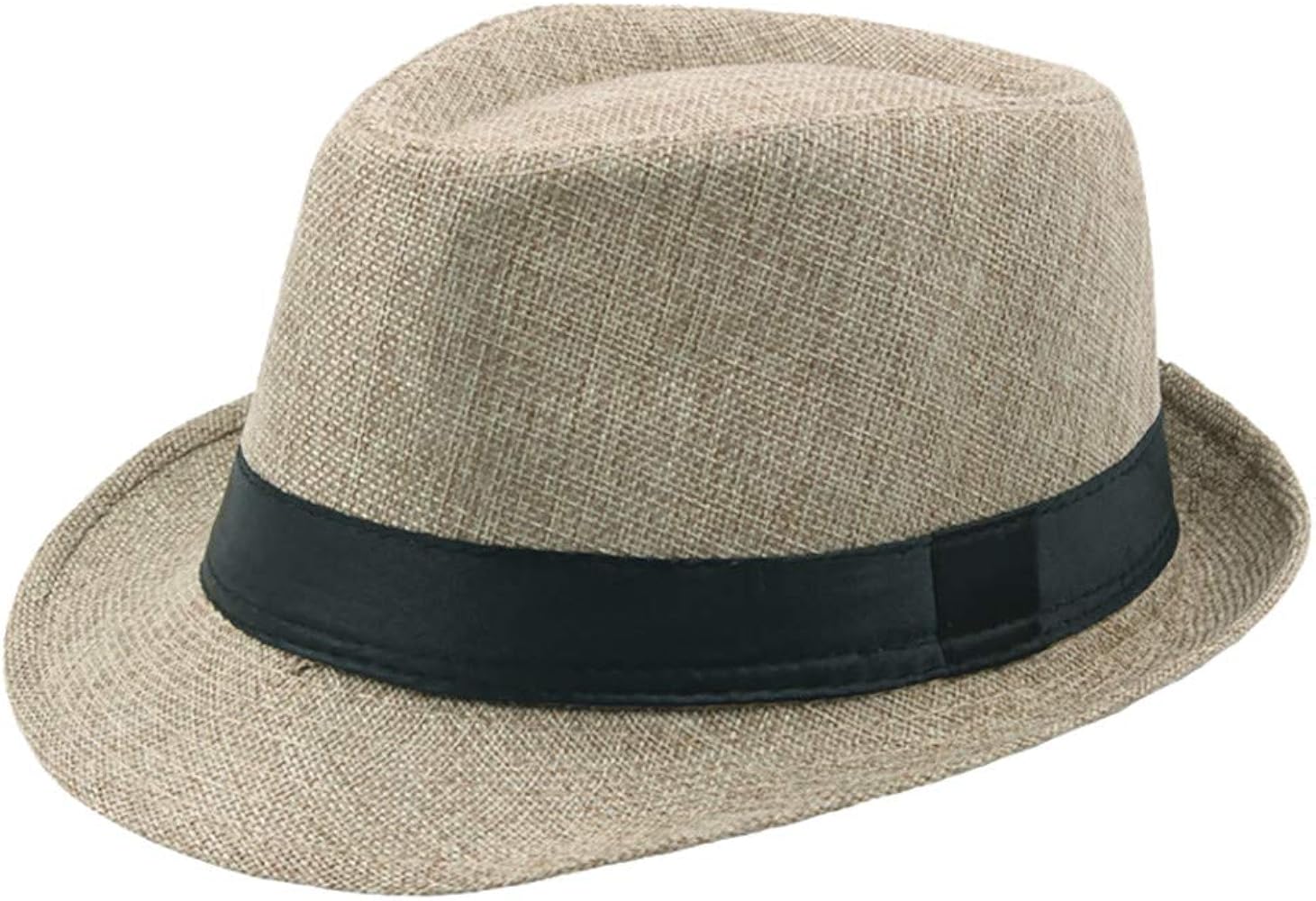 Packable Straw Fedora UPF50+ Short Brim Fedora Classic Summer Beach Sun Hat Panama Cap for Men Women Unisex