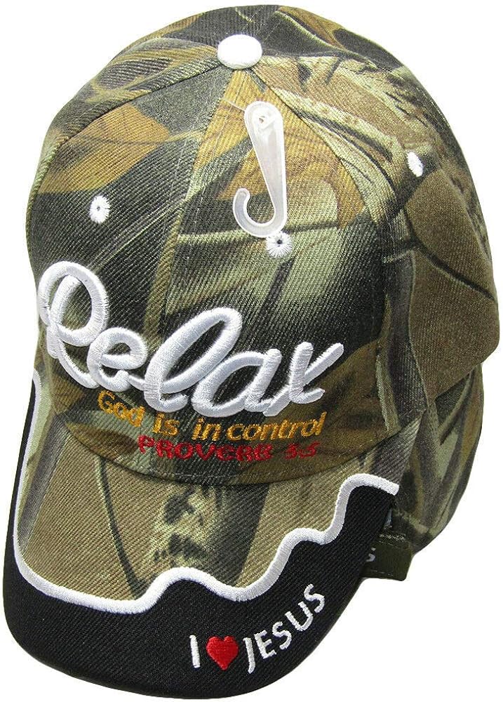 Trade Winds Relax God is in Control Christian Camouflage Camo Embroidered Cap Hat (TOPW)