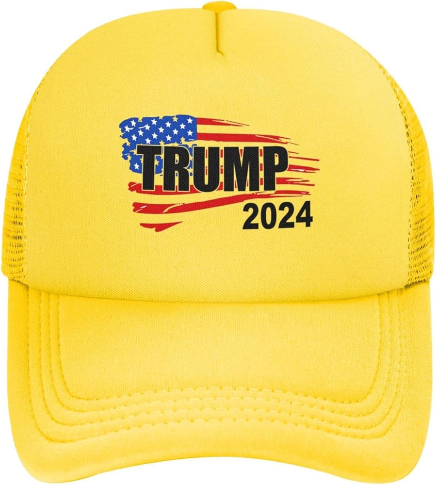 Trumps Hat Trumps 2024 Mesh Baseball Cap Adjustable Caps MAGA Hat Yellow