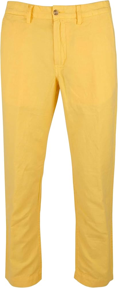 Polo Ralph Lauren Men's Straight Fit Linen Cotton Pants YLW 34x32 Yellow