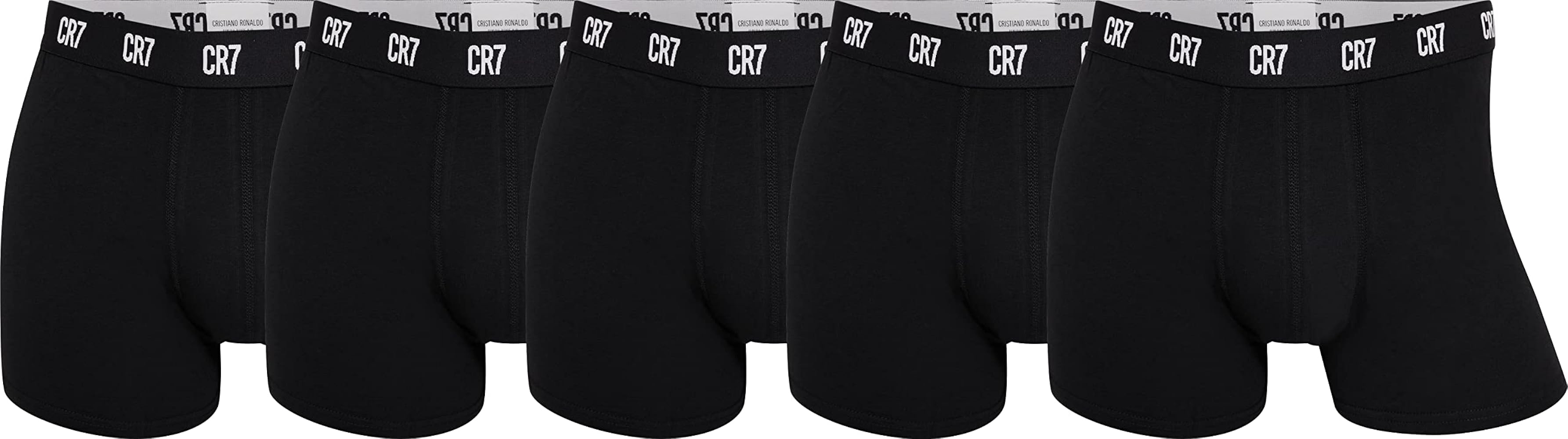 CR7 Men's Trunk 5-Pack In Travel Zip Bag (Medium) Black