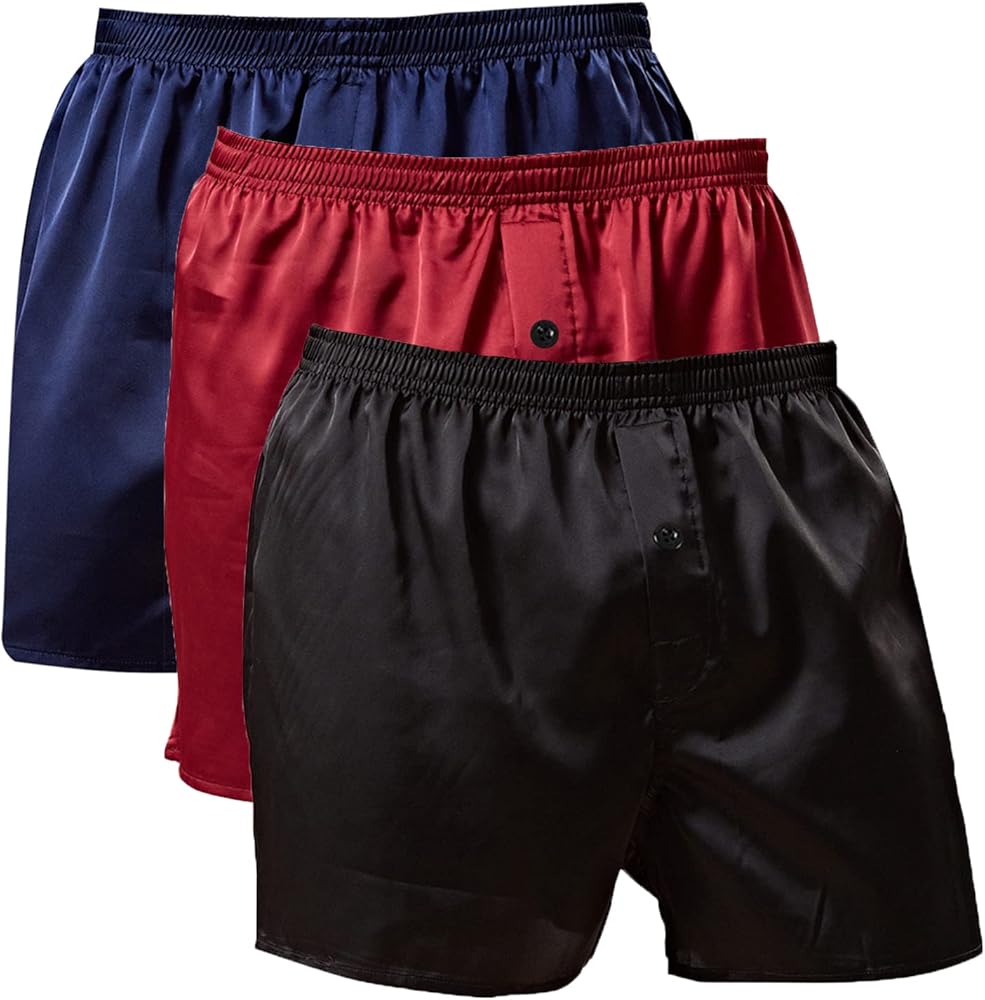 Men's Silky Satin Boxers Shorts Pajama Shorts Bottom Loose Satin Underwear Sleepwear Boxers