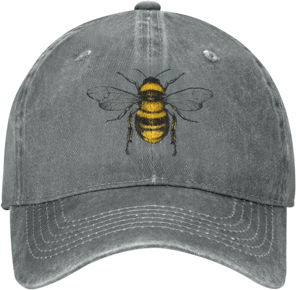 Funny Bees Hats Honey Bees Hats for Women Cute Mens Hats Gray