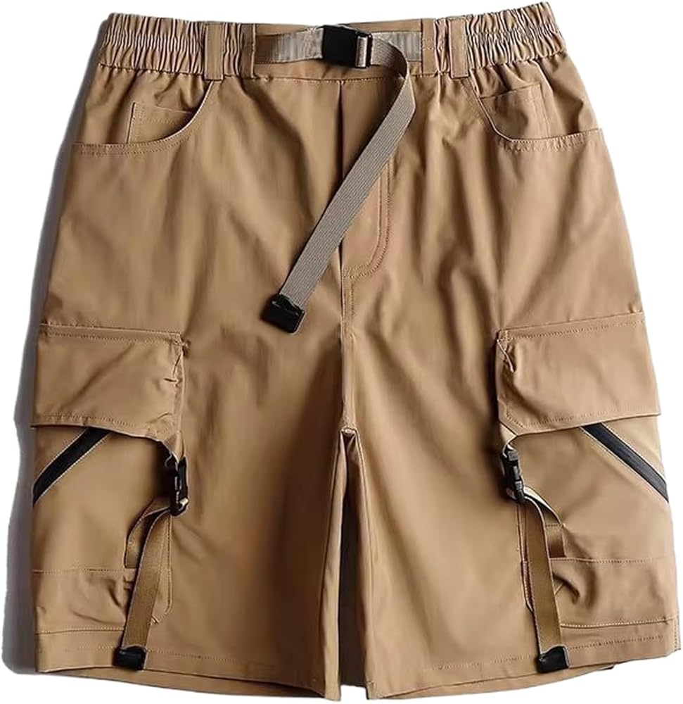 Summer Tactical Cargo Shorts Men Ribbon Shorts Hip Hop Streetwear Short Pants Elastic Waist