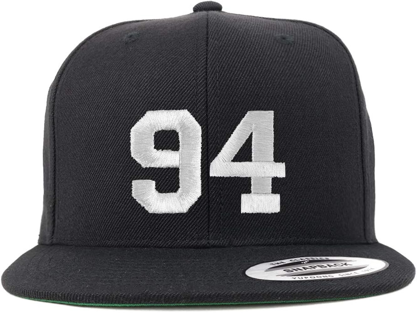 Trendy Apparel Shop Number 94 White Thread Embroidered Flat Bill Snapback Baseball Cap