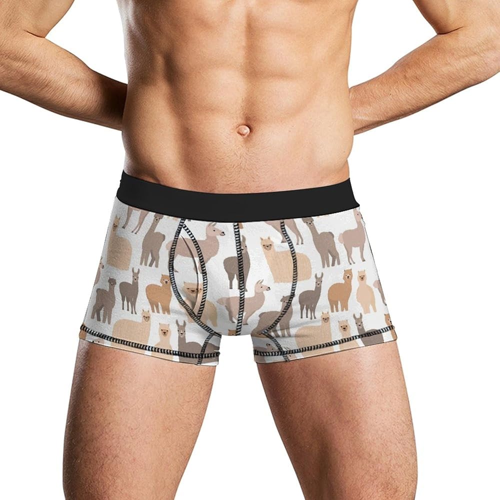 Cute Alpaca Men's Boxer Briefs Soft Lightweight Underwear Stretch Trunks