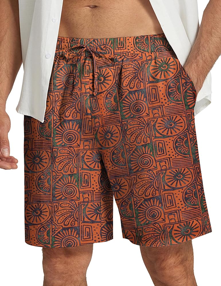 COOFANDY Men's Summer Beach Hawaii Shorts Lightweight Elastic Waist Drawstring Casual Shorts