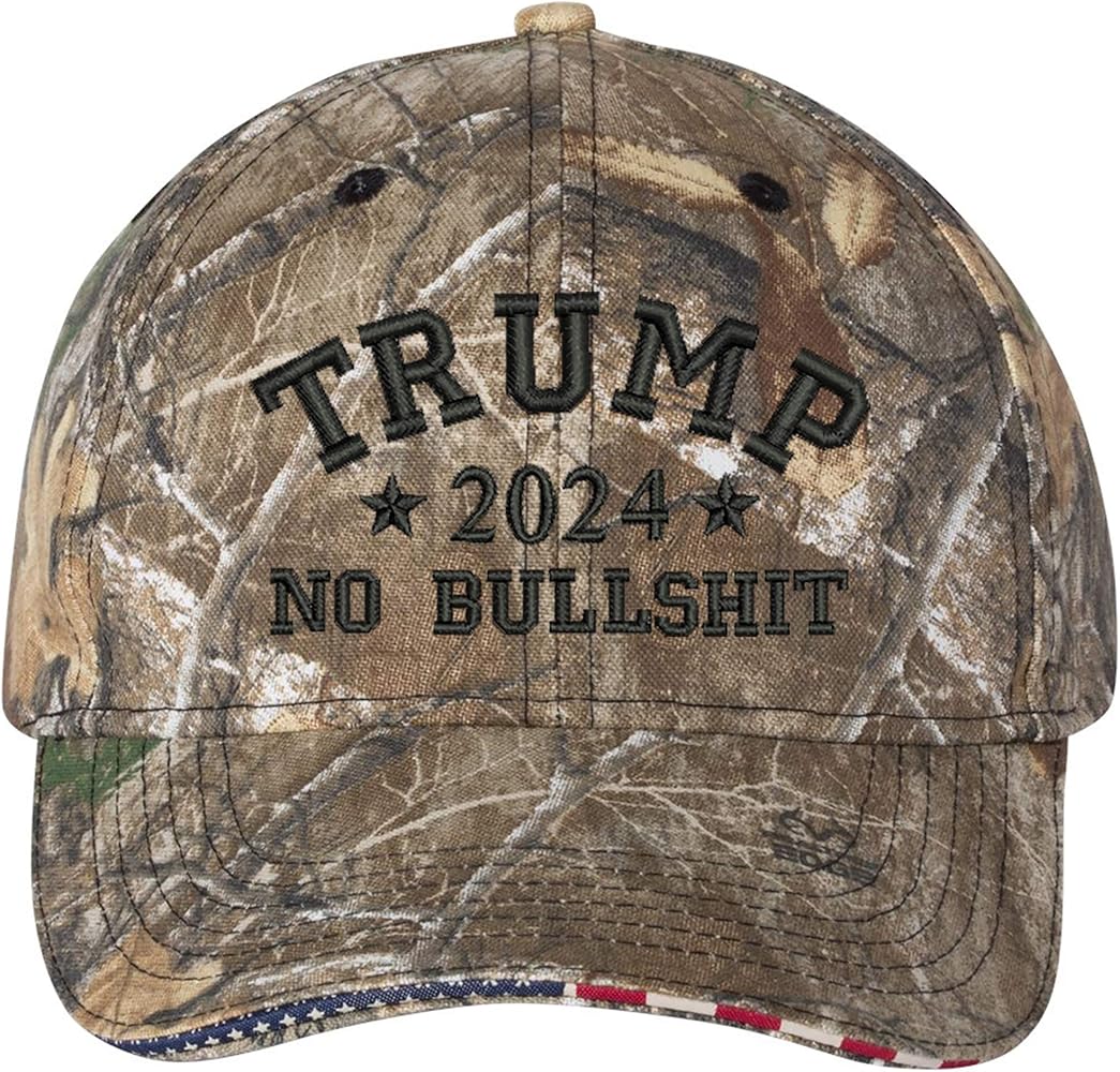 Trump 2024 1Color No Bullshit Embroidered Camo Structured Adjustable One Size Fits All Hat