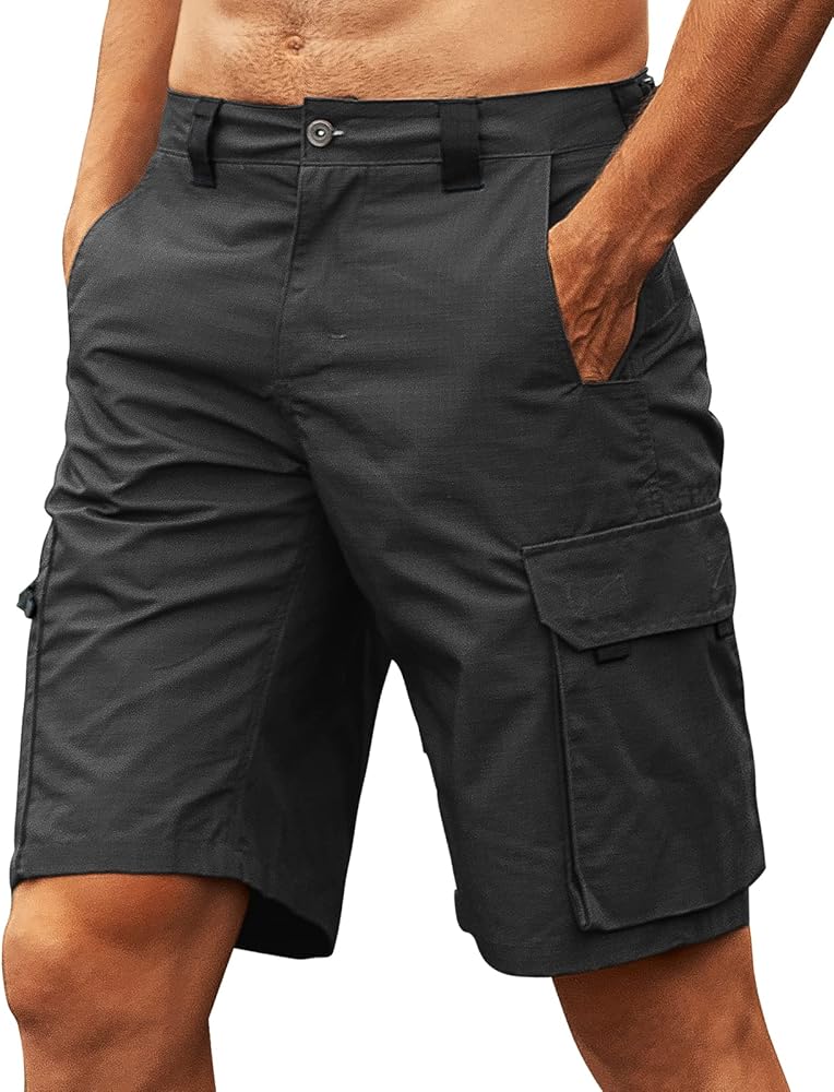 Mens Hiking Cargo Shorts Relaxed Fit Tactical Shorts Casual Outdoor Fishing Shorts with Multi Pockets