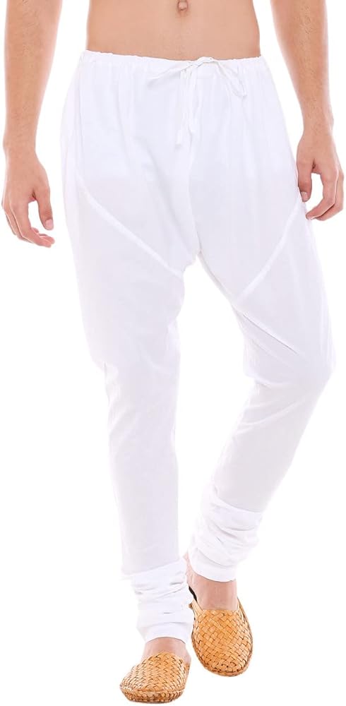 In-Sattva Men's Traditional Indian Style Pure Cotton Solid Churidaar Pants