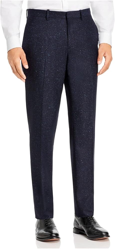 Theory Mens Mayer Bowen Blue Flat Front, Tapered, Speckle Classic Fit Pants 32