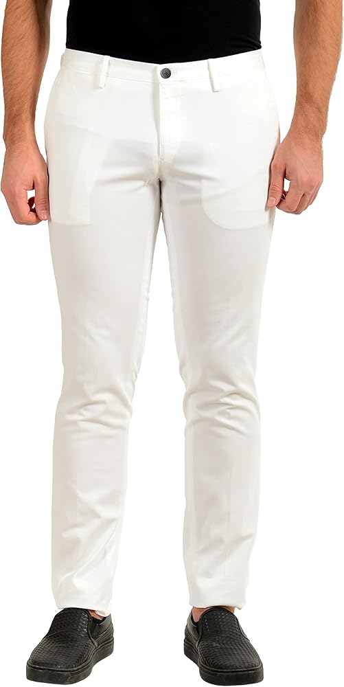 Hugo Boss Men's Stanino16-W Slim Fit White Casual Pants US 32R IT 48