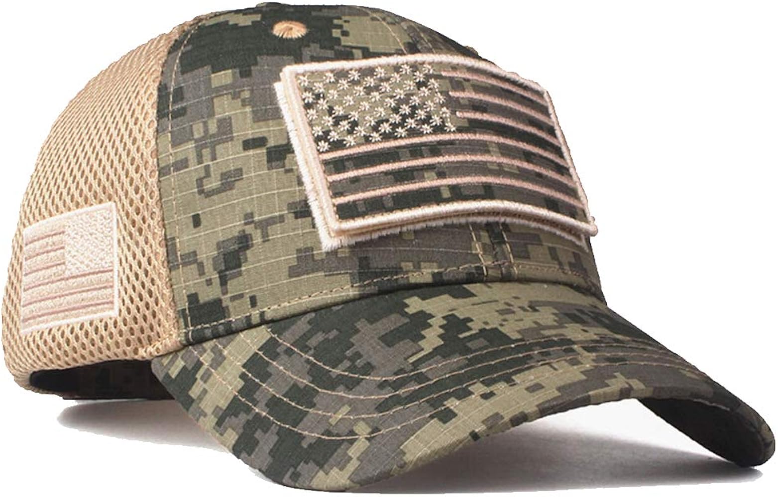 Anna-Kaci Camouflage Trucker Special Tactical Operator Forces USA Flag Patch Baseball Cap