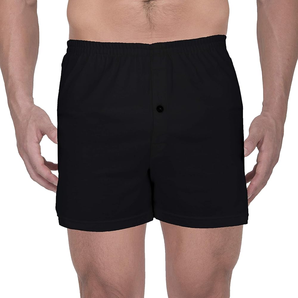 Cottonique Men's Elasticized Loose Boxer Shorts made from 100% Organic Cotton (Black)