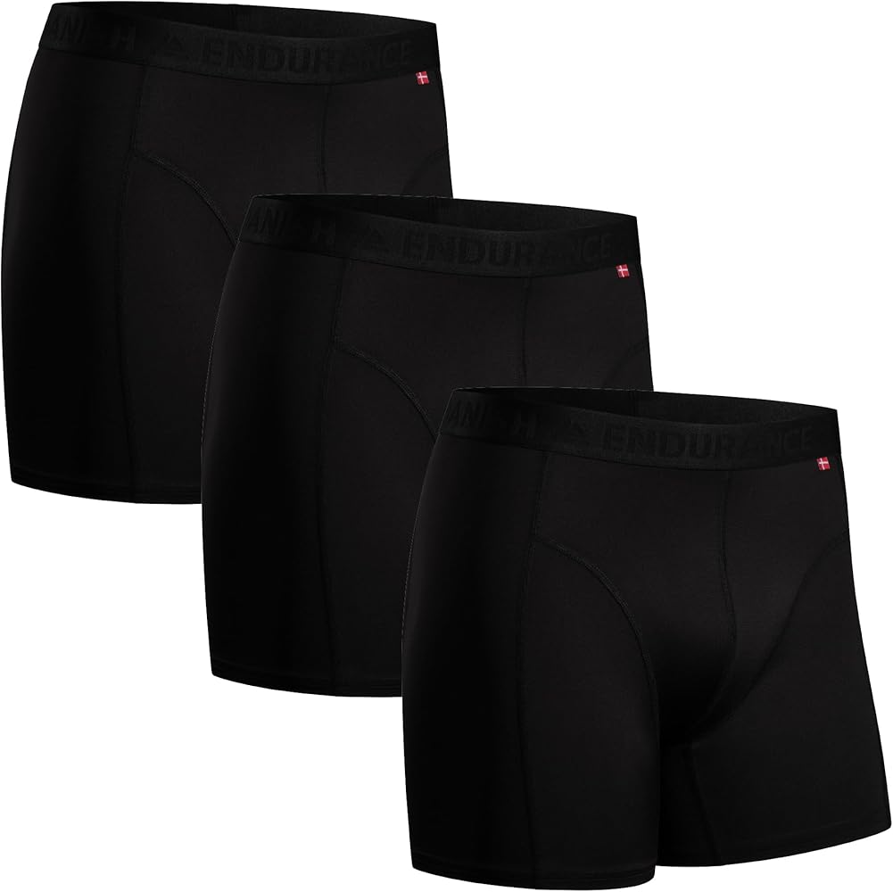 DANISH ENDURANCE Men's Sports Boxers, Breathable, Soft, Quick Dry, 3-Pack