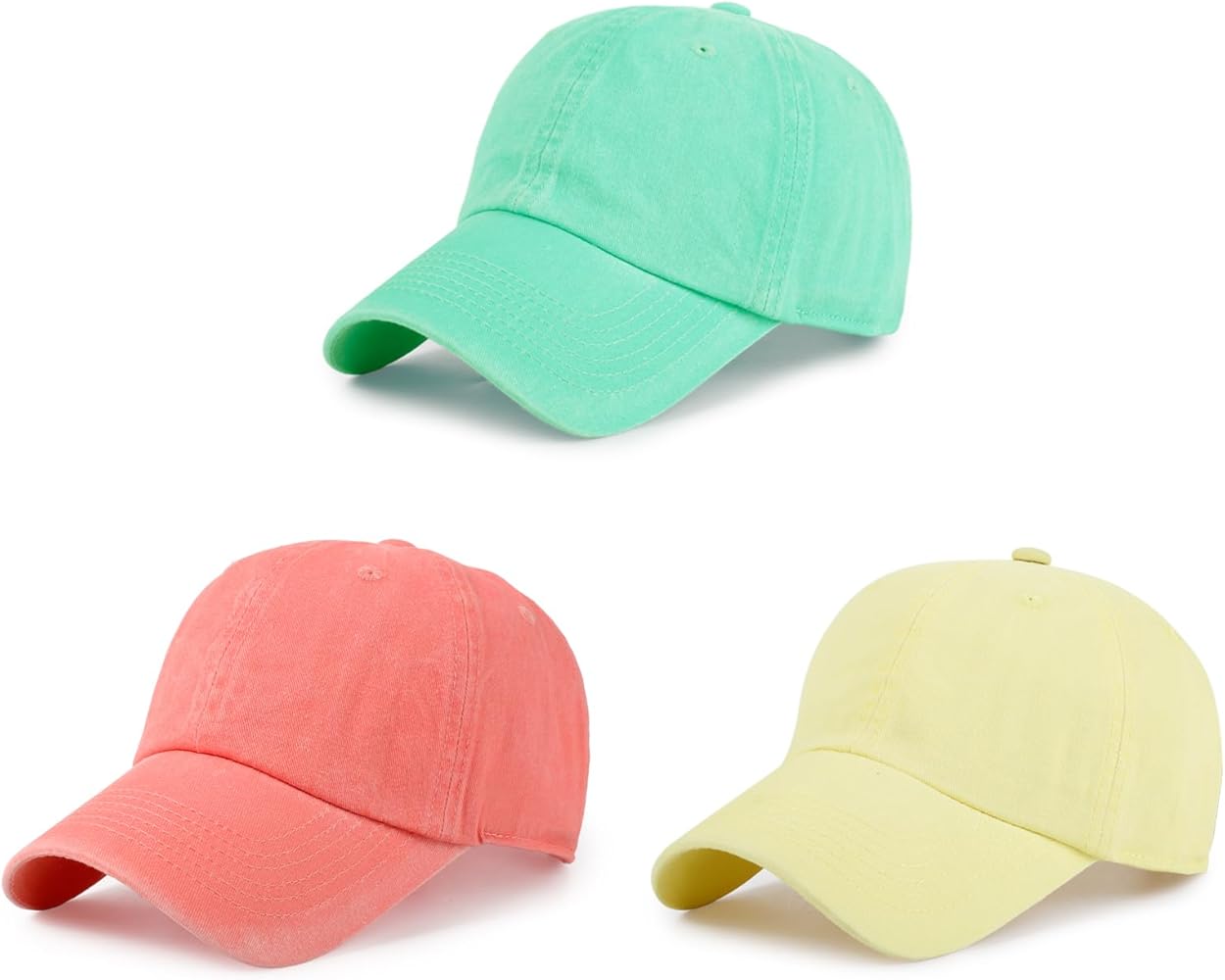 3 Pack Baseball Cap Vintage Washed Unstructured Dad Hat Golf Ball Cap for Men Women